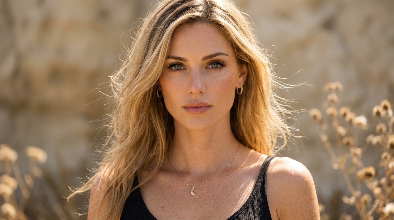 Violet Haizley outdoors in warm natural light